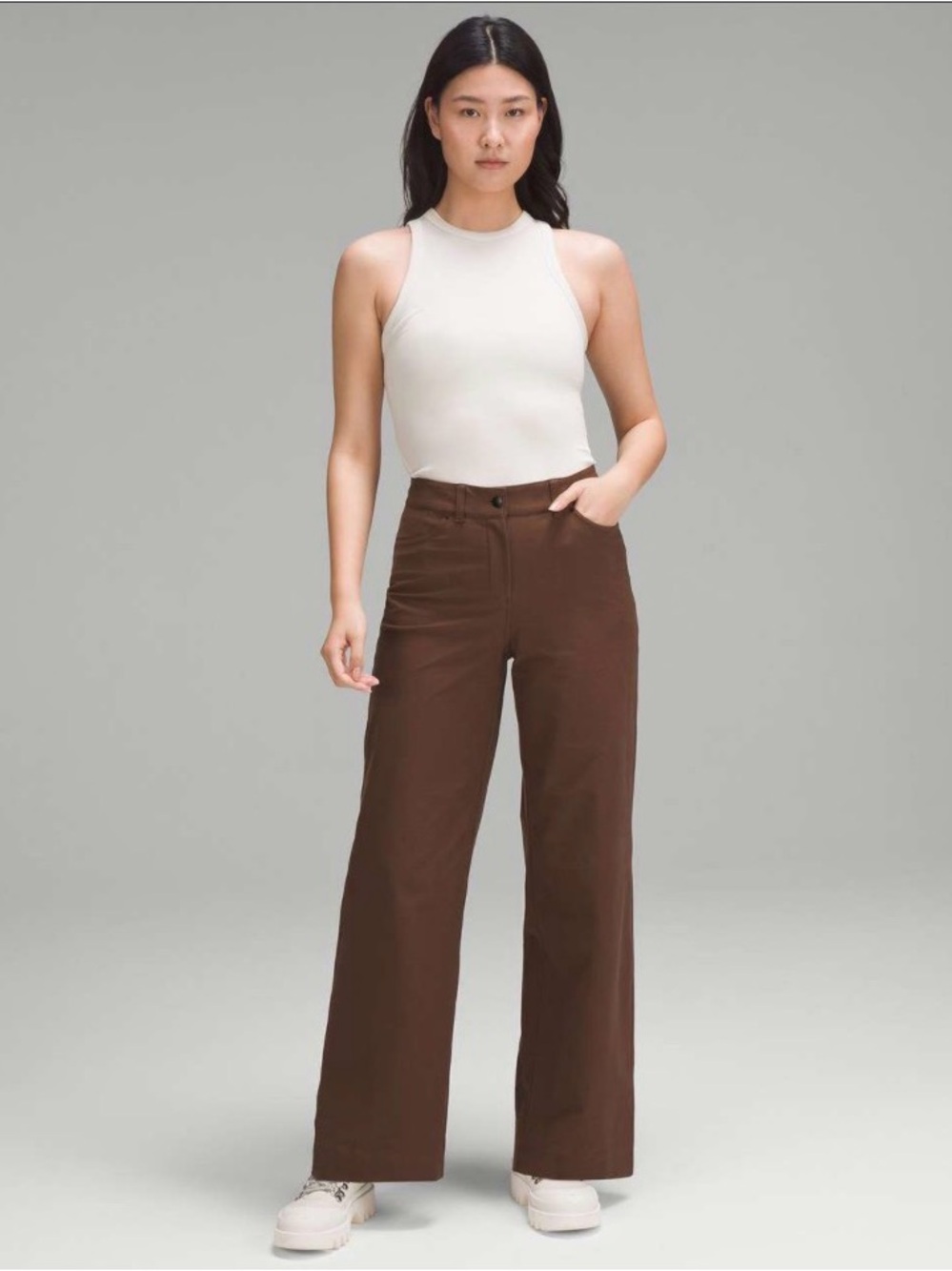 Lululemon City Sleek 5 Pocket Wide-Leg High-Rise Pant *Light Utilitech Java